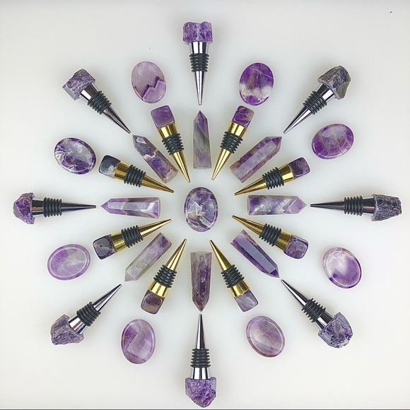 Amethyst stone wine topper crystal quartz silver wine stopper rough cut gift - Picture 6 of 6